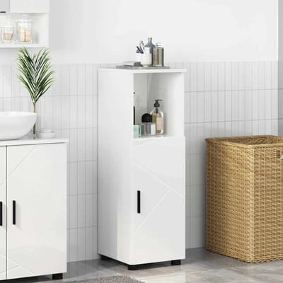 vidaXL - Badkamerkast - Hoogglans - wit - 30 - x - 35 - x - 95 - cm - Bewerkt - hout, - Metaal