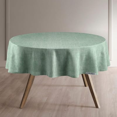 Protecttable - Rond Tafelzeil Linnenlook Lichtgroen Ø138cm - Tafelkleed Afwasbaar - Kunststof