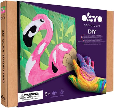 OKTO Sensory Art Kleuren Op Nummers - Dieren - Roze Flamingo - Luchtklei - 21X21Cm - 5 Jaar