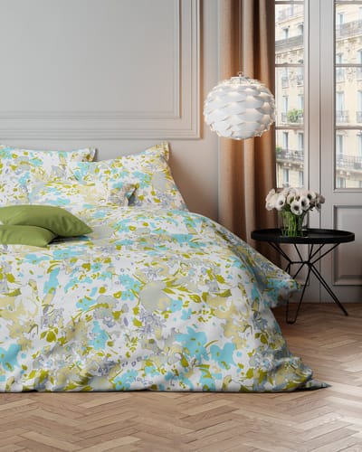 Mistral Home - DEKBEDOVERTREK - katoensatijn - 140 x 200 cm + 65 x 65 cm - eenpersoons - botanisch - veelkleurig
