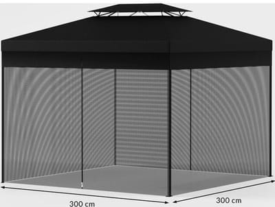 Insectennet Paviljoen 300x300x260 cm Zwart - Magneetsluiting Klamboe Muggennet - Verdelux