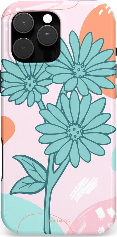 Casetastic hoesje geschikt voor Apple iPhone 16 Pro Max - MagSafe - Dubbellaagse bescherming - Roze Oranje Bloemen - Fashion Case - Wit Mintgroen Lichtroze Lichtblauw