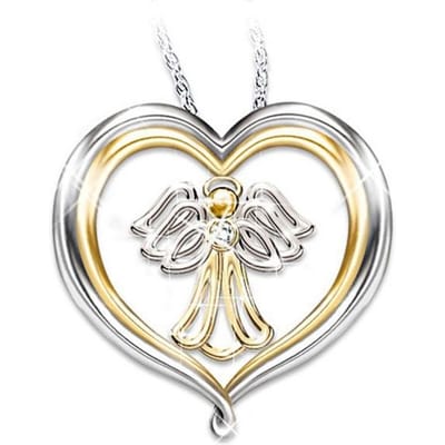 Schattige Kleine Engel Hanger Europese en Amerikaanse Mode Kleurscheiding Liefde Ketting white