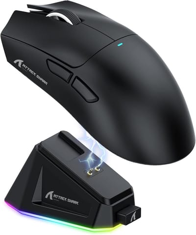 ATTACK SHARK X11 - RGB Gaming Muis - Magnetisch Oplaaddock - PAW 3311 Sensor - 59g Lichtgewicht - Bedraad + 2.4G + BT - 22.000 DPI - Zwart