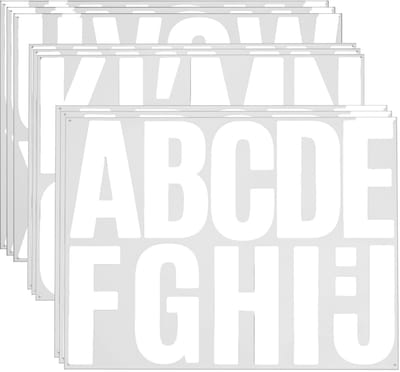 Dailygoods- Letterstickers 102 Stuks - Witte Vinyl Stickers - 9 Vellen - 10 cm Hoogte - Zelfklevend - Voor Brievenbus en Posterborden