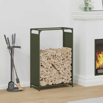 vidaXL - Brandhoutrek - 60x28x90 - cm - koudgewalst - staal - olijfgroen