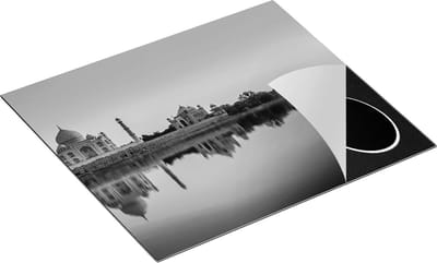 Chefcare Inductie Beschermer Taj Mahal bij Zonsondergang - Zwart Wit - 60x50 cm - Afdekplaat Inductie - Kookplaat Beschermer - Inductie Mat