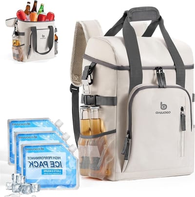 Koelrugzak met 3 Koelbatterijen, Waterdichte Koeltas met Flesopener voor Camping, Picknick, BBQ en Stranduitjes