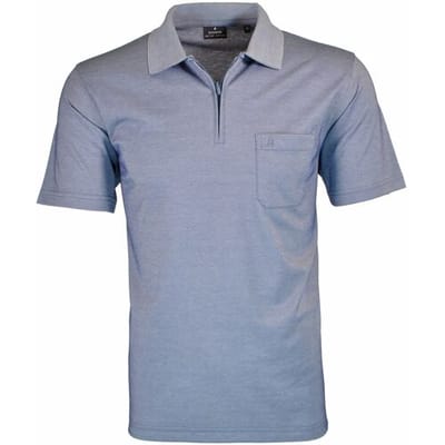 Ragman Uni Easy Care Zipper Poloshirt Pima Cotton Mix Duivenblauw / male