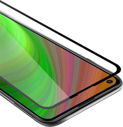 Cadorabo Screenprotector geschikt voor Huawei P40 LITE E Volledig scherm pantserfolie Beschermfolie in TRANSPARANT met ZWART - Gehard (Tempered) display beschermglas in 9H hardheid met 3D Touch