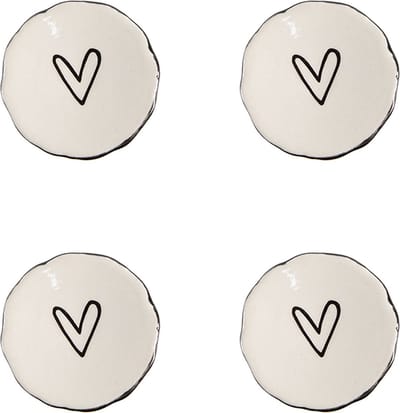 Clayre & Eef Deurknop Set van 4 Ø 4 cm Beige Keramiek Hart