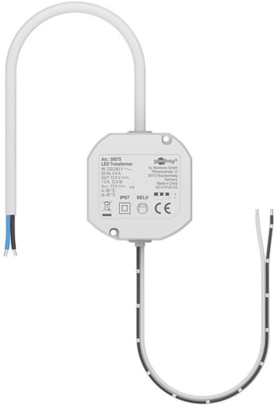 LED Transformator - 12 volt - 12 watt - IP67 - Wit