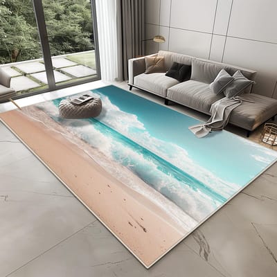 3D Vision Zeezicht Design Tapijt voor Woonkamer Huisdecoratie Modern Slaapkamer Kleed Lounge Antislip Wasbare Pluche Vloermat Zacht 60*90cm