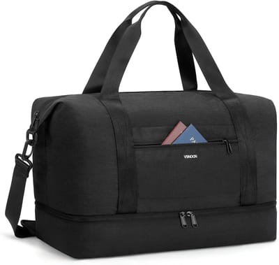 Thijox - Opvouwbare Handbagagetas 45x36x20 cm, 32L Waterbestendige Reistas met Schoenenvak, Weekend- en Sporttas voor Dames en Heren, Zwart
