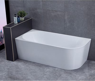 Diamond Line - Ligbad Half Vrijstaand - Links - Rechthoek - Hoekbad - 80x170x58cm - Acryl - Glans Wit - met Badwaste en Overloop