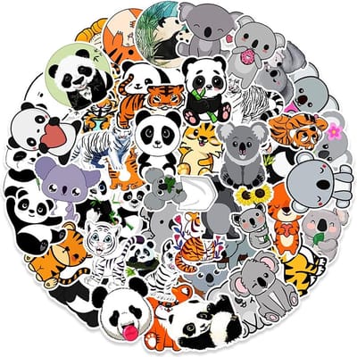 Dieren Stickers met Panda's, Tijgers en Koala's - 50 stuks - Stickers voor kinderen