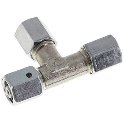 6L Zink Geplateerd Staal Haakse T-koppeling met Draaibaar 315 bar NBR Verstelbaar ISO 8434-1
