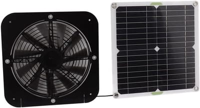 Zonnepaneel Ventilator - Fotovoltaïsche Ventilatie - Lucht Verfrissen - Waterbestendige Onderdelen - 13.5 Inch Ventilator - Zwart