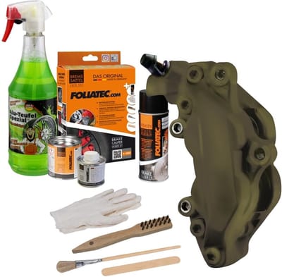 Foliatec Remklauwlakset - Combat Mat-Groen - 3 Componenten - Inclusief velgenreiniger