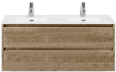 Dante Badmeubelset 120 cm - 4 Laden Natuur Eiken - Keramische Wastafel Wit Cover