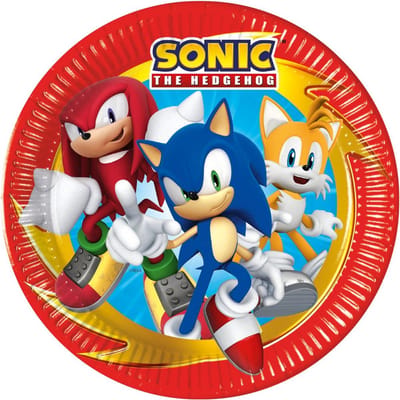 Vegaoo - 8 Kartonnen borden Sonic 23 cm