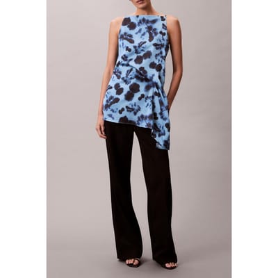 Calvin Klein Printed Satin Twiste Shirt Blue Taglia: 6 | Magliette intime Outlet | Donna | Blu