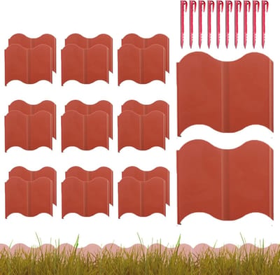 Tuinrand Flexibel - Bloembakrand Sierhek - Tuin Organiseren - Weerbestendige Stabiliteit - 20 Stuks - Rood