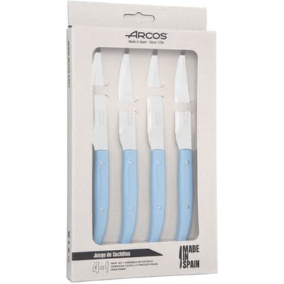 Steakmessen - ARCOS - Set van 4 - Lemmet van NITRUM® roestvrij staal - Ergonomisch handvat - Kleur Blauw