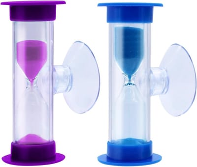 Set van 2 Kinder Zandlopers van 2-3 Minuten met Zuignap - Tandenpoets Timer en Keuken Timer voor Kinderen