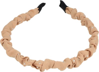 Haarsoires Haarband Diadeem 1cm – Glitter Steentjes – Gerimpelde Stof – Bruin - Glanzende Haaraccessoire voor Feest of Bruiloft - Comfortabel voor Dames & Meisjes - Universele Maat
