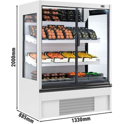 GGM Gastro Wandkühlregal - 1330mm - 569 Liter - mit 2 doppelt verglasten Flügeltüren & 2 Ablagen Wit