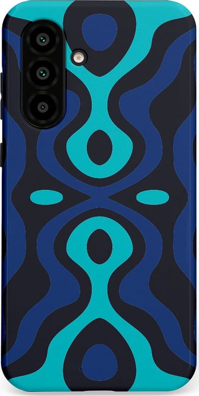 Casetastic Hoesje Geschikt voor Samsung A56 / A36 - Stijlvolle Beschermende Duo-layer Case - Blauwe Golf Lijnen