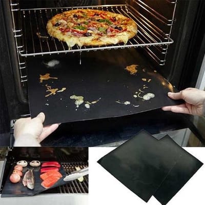 Grill Mat Voor Oven / BBQ - 3 Stuks - Hittebestendig Tot 290 Graden - Vaatwasser Bestendig - Zwart-Makkelijk Reinigend - van Heble®
