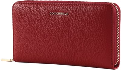 COCCINELLE Leren portemonnee Metallic Soft Wallet Grained Leather Ruby donkerrood