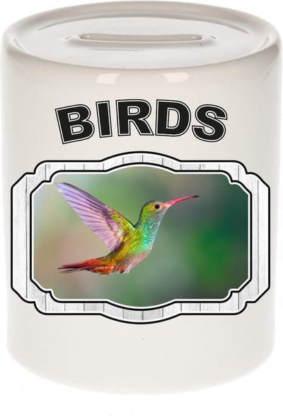 Dieren liefhebber kolibrie vogel spaarpot 9 cm jongens en meisjes - keramiek - Cadeau spaarpotten vogels liefhebber