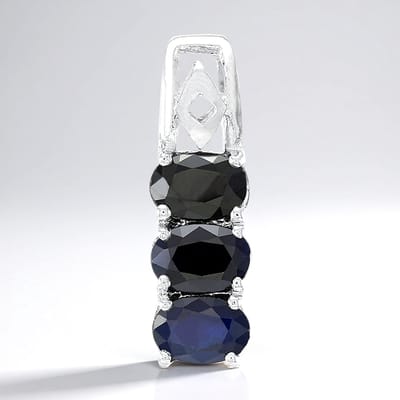 Cavill - Zilveren Hanger - 925 Sterling Zilver - 3 Ovale Blauwe Saffieren 1,92 ct - Elegante Diepblauwe Sieraden - Modern & Tijdloos