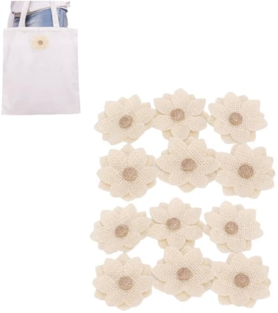 Dailygoods- Jute Bloemen 12 Stuks - Natuurlijke Jute - Handgemaakte Bloemen - Rustieke Decoratie - Milieuvriendelijk - Bruiloft Decoratie - Bloemdecoratie
