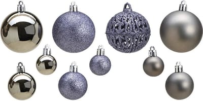 Kerstballen - 100 stuks - grijs - kunststof - 3, 4 en 6 cm