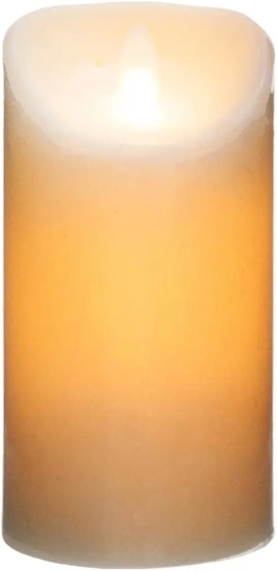 Atmosphera Led stompkaars - 1x stuks - Warm licht - Wit - 10 x 20 cm