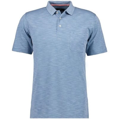 Ragman Polo Soft Knit Fine Stripe Flame Design Licht Blauw / male