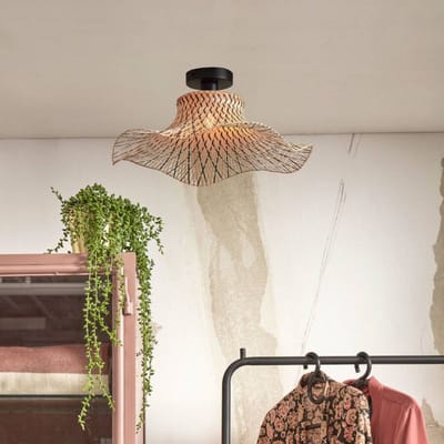 GOOD&MOJO Plafonniere Ibiza - Bamboe/Zwart - 50x50x15cm - Bohemian