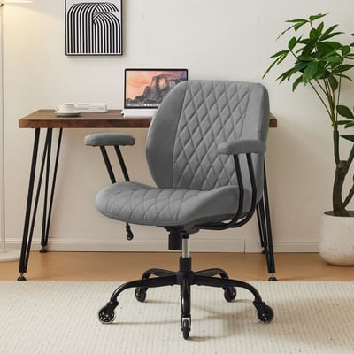 Ergonomische Bureaustoel - Grijze Bureaustoel - Lendensteun-Draaibaar – Verstelbaar – Vering – Stil - Afneembaar - Kantoor - 62x62x96cm- 2-in-1-Grijs