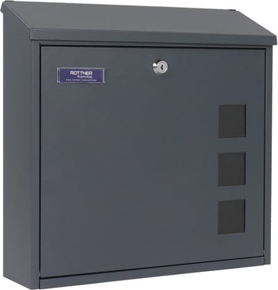 Rottner Brievenbus Muro – Wandbrievenbus voor Buiten – Postbus met Cilinderslot – Antraciet – 38x27x10 cm