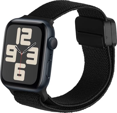 kwmobile vervangende smartwatch polsband geschikt voor Apple Watch SE 40mm iWatch 9/8/7/6/5/4/3 40mm bandje - Horlogeband met magneetsluiting - Sporthorloge band in zwart