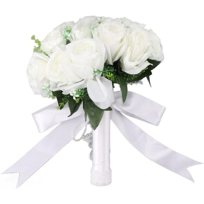 Bruidsboeket Wit Bruidsboeket Kunstbloemen Nep Parel Kristal Handboeket voor Bruiloft gray
