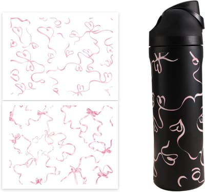Set van 2 Schattige Bogen Stickers voor Waterflessen, Decoratieve Stickers voor Glazen Bekers en Drinkaccessoires in Roze, Perfect voor Persoonlijke Stijl en Creatieve Decoratie