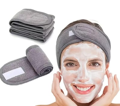 Dubbelzijdige Badstof Schoonheidshanddoek I Beauty Hoofd Handdoek I Met Klittenbandsluiting I Rekbaar & Zweet Absorberend I Voor Spa Gezichtsverzorging I Grijs