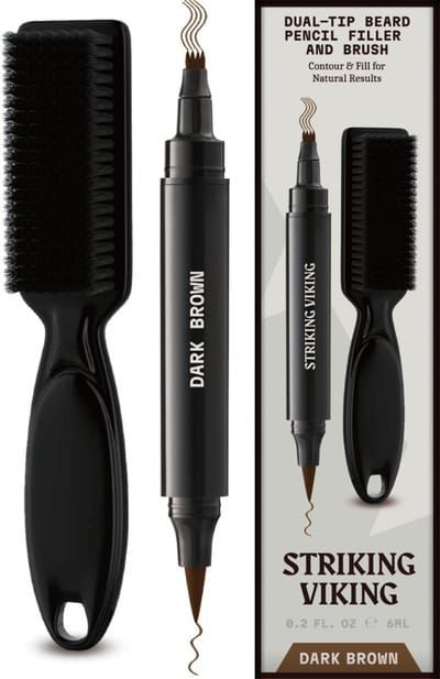 Striking Viking Beard Filler Pen en Borstel voor Mannen - Lichtbruin
