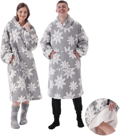 SNOWY - hoodie 70x110 cm - volwassenen - oversized hoodie deken - unisex - Sharkskin - grijs