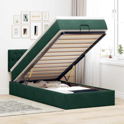 vidaXL - Ottoman - bed - met - matras - en - LED's - 90x190cm - fluweel - donkergroen